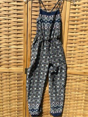 🐾2/$8- Kids Navy Patterned One-Piece Romper - Sleeveless Jumpsuit